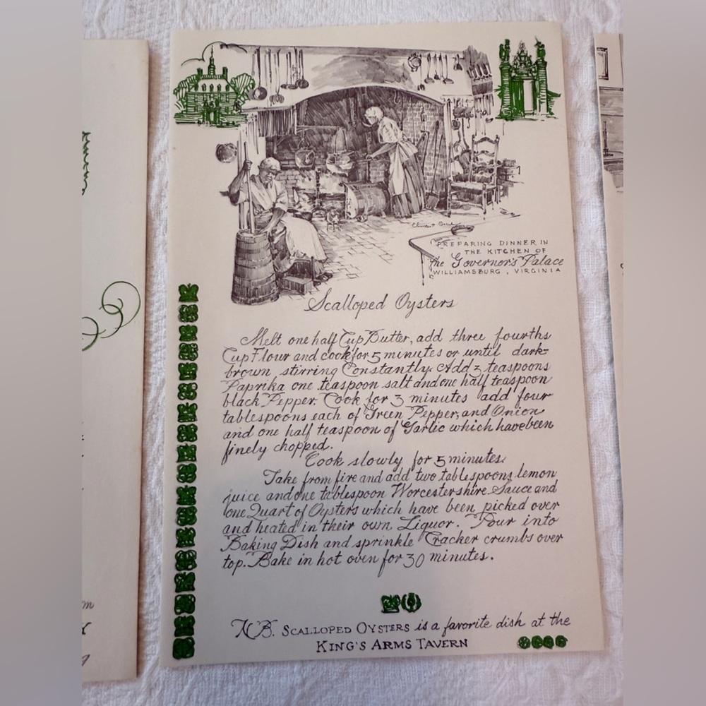 Vintage Authentic Recipes From Colonial Williamsburg Charles Overly Art Cards - Picture 3 of 6